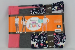 Members Mark 3pack Girls Favorite Leggings 14/16 Unicorn Print, Grey, Rose Sand - Picture 1 of 4