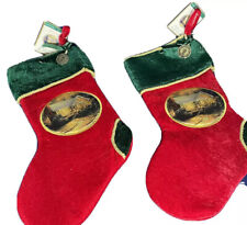 Thomas Kinkade Christmas Stockings Red Green Velvet NEW Original￼