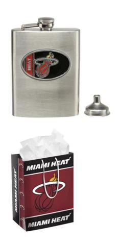 Miami Heat Stainless Steel Flask w/ Gift Bag Cover