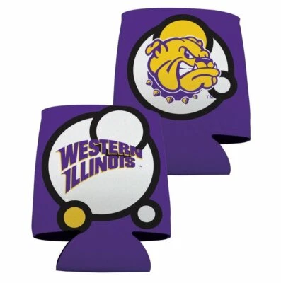Western Illinois Can Cooler Set of 6 - Bubble Design 3 - FREE SHIPPING - Image 1 of 2