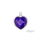 Rhodium Plated Sterling Silver Cubic Zirconia Faceted Heart DIY Crystal Charm