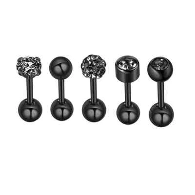 Juego de joyas piercing pendientes de acero quirúrgico con pasador de nariz de circonita cúbica de 5 piezas 16G Foto 1 de 4