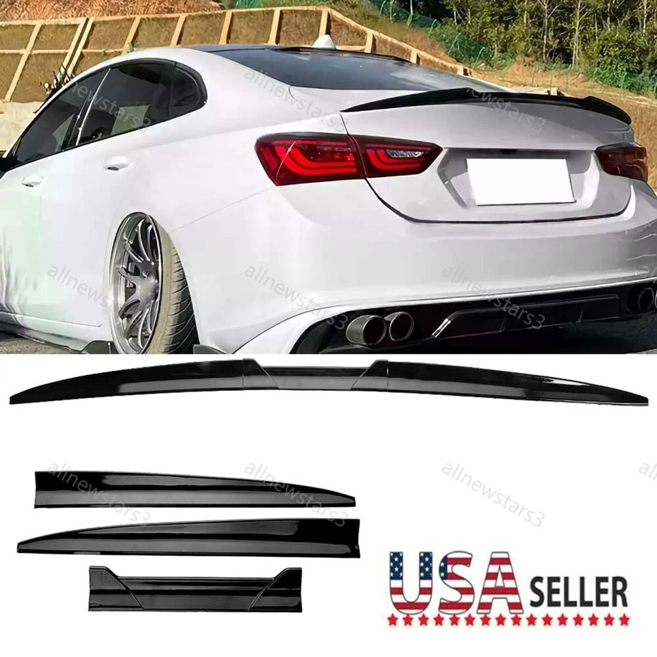 For Chevrolet Malibu 05-2023 Adjustable Gloss Rear Trunk Spoiler Wing Lip CAO - Image 1 of 4