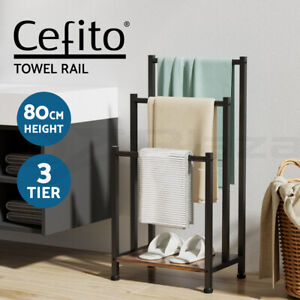 3 Tier Towel Rack Rail Freestanding Holder Bathroom Organizer Laundry Drying Bar