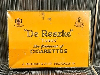 VINTAGE DE RESZKE TURKS CIGARETTE TIN J. MILLHOFF & CO ADVERTISING TOBACCO BOX - Image 1 of 4