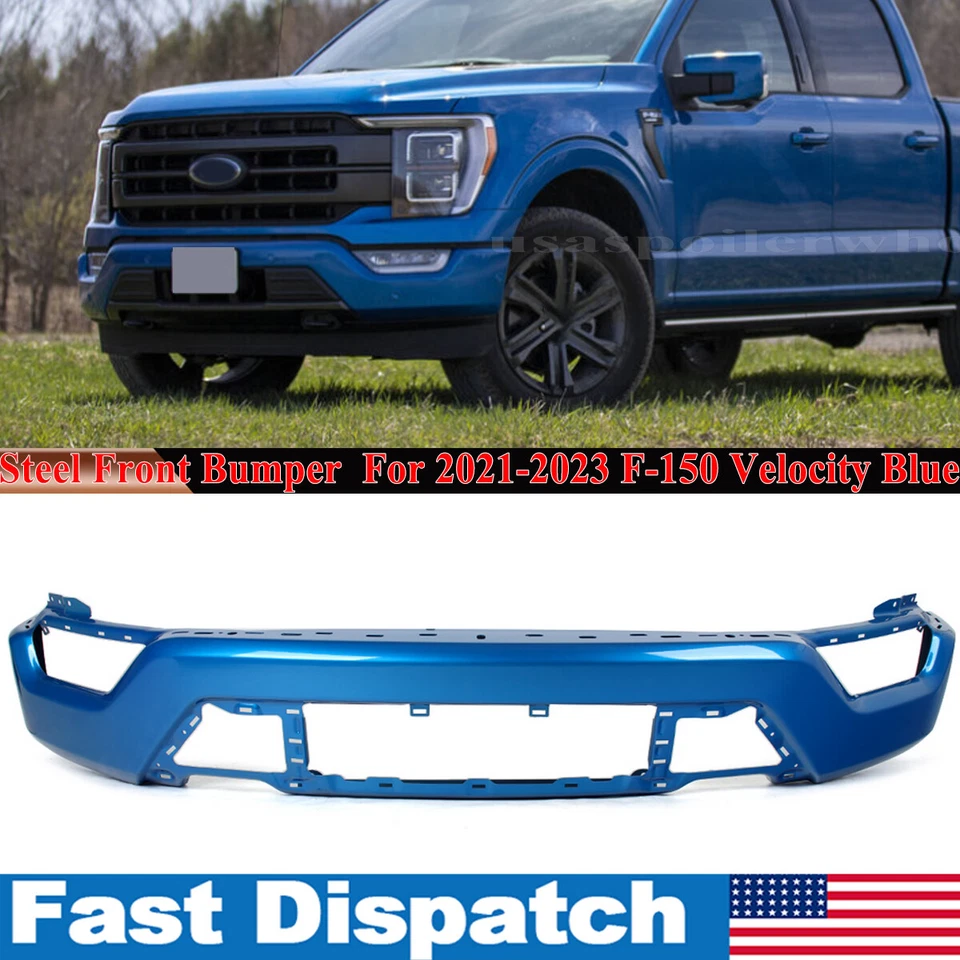 For Ford F-150 F150 2021-2023 Blue Steel Front Bumper Face Bar W/O Sensor Holes - Imagem 1 de 4