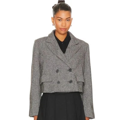 Blazer Recortado Free People Heritage Espiga Tweed Doble Pecho Talla M Foto 1 de 4