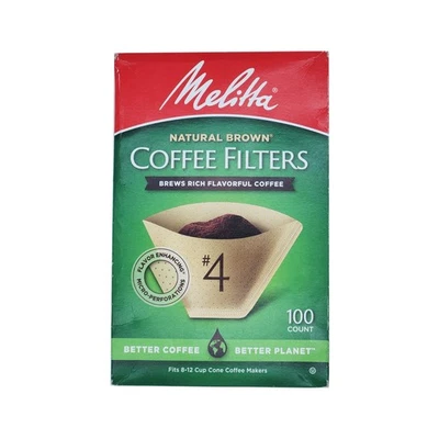 Filtros de café cone Melitta Natural Brown #4, 100 unidades - 2 PACOTES - FRETE RÁPIDO - Imagem 1 de 4