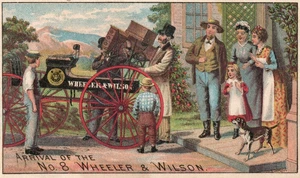 Wheeler & Wilson Sewing Machine Victorian Trade Card Family  Delivery Wagon - Picture 1 of 2