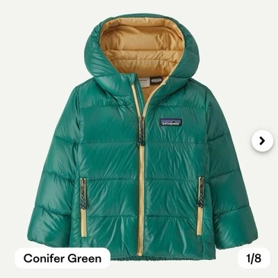 Nuevo con etiquetas Suéter Patagonia Baby Hi-Loft Down" con Capucha en Verde Conífera Talla 3-6M Foto 1 de 4