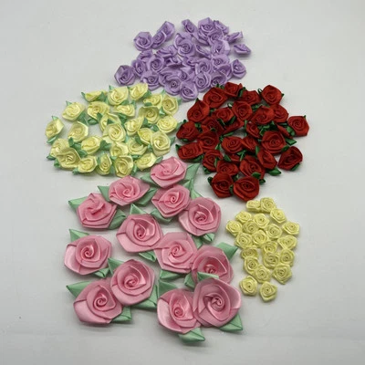 "Lote surtido de 120 mini flores de seda, rosa, rojo, púrpura y amarillo 0,5""- 2""" Foto 1 de 4