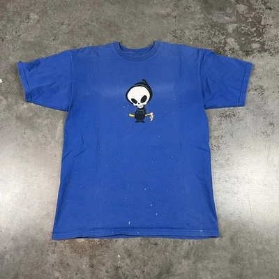 Camiseta de monopatín ciego para hombre mediana azul defectos Parca Y2K usada Foto 1 de 4