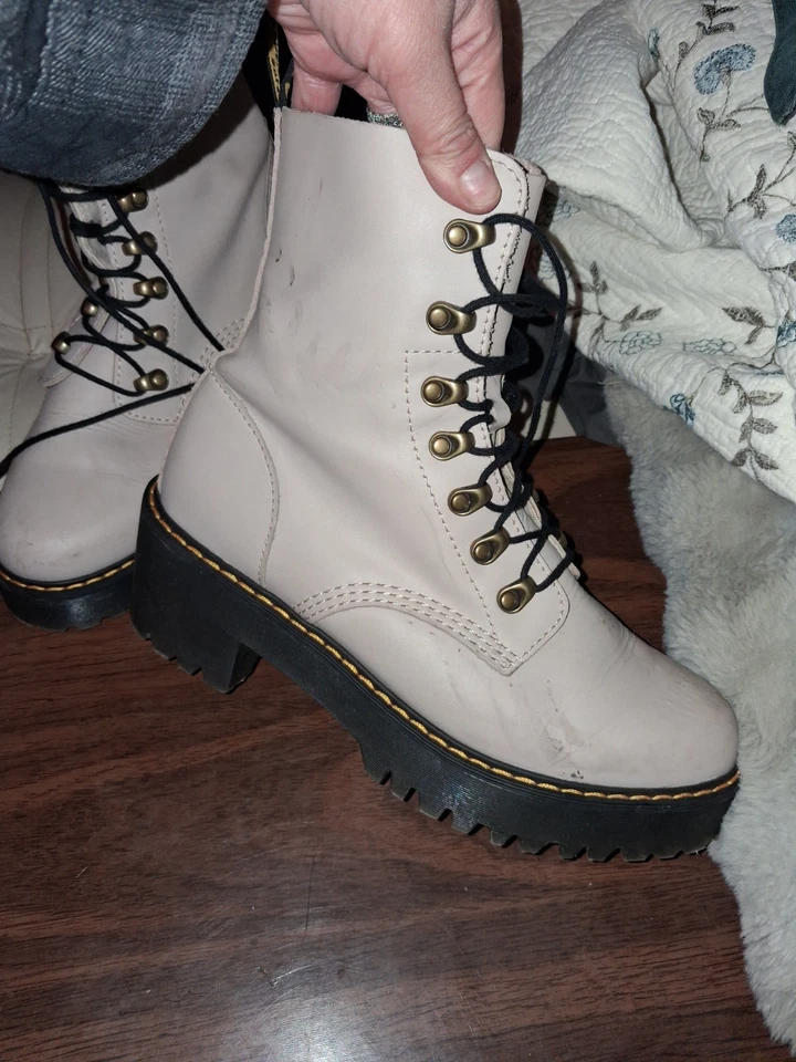 Dr Martens LEONA Temperley Leather Heeled Boots Women's Size 9 - White - Image 1 of 3