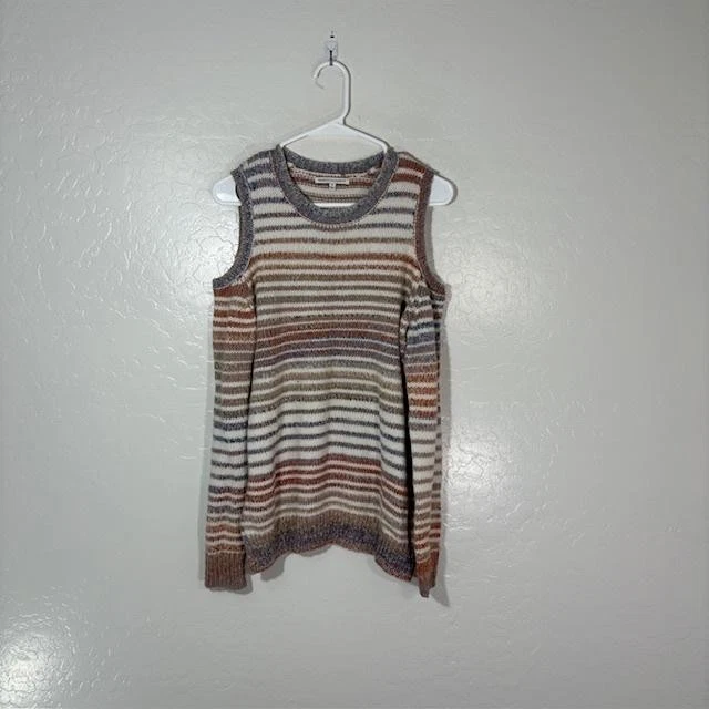 Suéter Rebecca Minkoff Mujer Pequeño Rayas Hombro Frío Tejido Pullover Foto 1 de 4