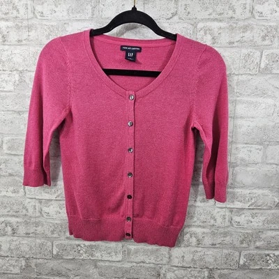 Cárdigan suéter tejido rosa con botones GAP para mujer talla XS Foto 1 de 4