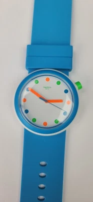 Часы силиконовые SWATCH Pop Poppiness синий неоновый точечный циферблат PNW102 - Изображение 1 из 4