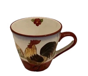 Large Provincial Rooster Country Scene Mug/cup,  Hand Painted. - Picture 1 of 8