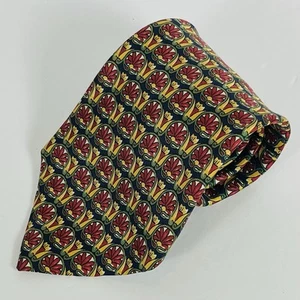 Lord & Taylor Kensington Coll. 100% Silk Neck Tie Red/Yellow/Green Floral 3 7/8” - Picture 1 of 4