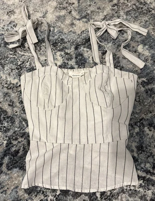 Urban Romantics Striped Tie Strap Blouse Medium - Image 1 of 4