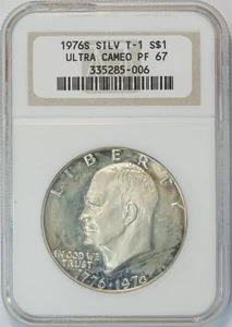 1976 S Eisenhower Silver Dollar Proof Type 1 PF 67 ULTRA CAMEO NGC $1 US COIN - Foto 1 di 4