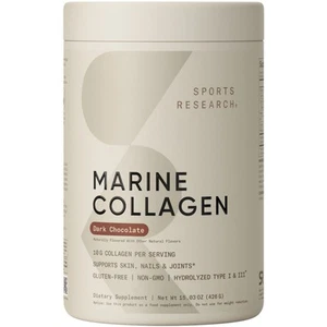 Marine Collagen Peptides Type 1 & 3 Protein Powder Amino Acids Dark Chocolate - Picture 1 of 8