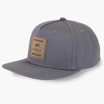 New RVCA Slate Gray “Leather” Patch Logo Mens Snapback Trucker Hat Cap BNWT  - Image 1 of 3