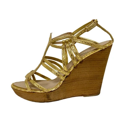 Auténticas sandalias CHANEL - de cuero dorado para mujer Foto 1 de 4