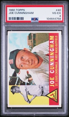 1960 TOPPS #40 JOE CUNNINGHAM PSA VG-EX 4 - Image 1 of 2