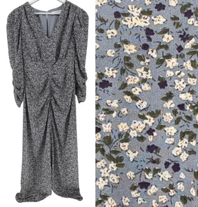 Floret Studios Kleid Damen Small Blau Ditsy Blumen Langarm Rüschen Maxi - Bild 1 von 12