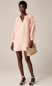 Nwt J. Crew Gathered Popover Dress in Linen Size Small, Peach Clay - Imagen 1 de 11