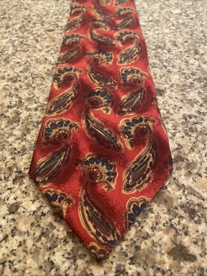Hathaway Men's Necktie 100% Silk Red Paisley Tie Made in USA - Image 1 of 4