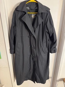 Women "London Fog" black double breasted long sleeve trench coat. Size 12 - Picture 1 of 6
