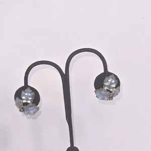Pendientes de vidrio esmerilado de colección hojas de satén moldeadas joyería patrimonial clipon Alemania Occidental - Imagen 1 de 18