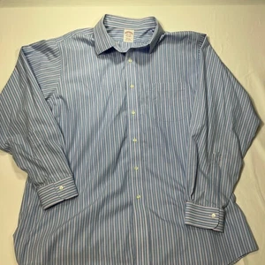 Brooks Brothers Striped Dress Shirt Traditional Fit Long Sleeve Blue 16.5 34 - Picture 1 of 8