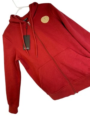 全新带标签男式 True Religion True College 拉链连帽衫红色 Dahlia S RR10488 $120 — 第 1/4 张图片