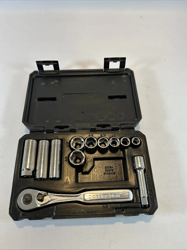 Craftsman Socket Set 12 Piece 3/8” Drive 6 Point  With Ratcheting Wrench 34786 - Image 1 of 4