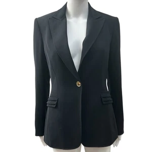Tahari Arthur S. Levine Women's Sz 4 Black One Gold Button Lapel Blazer Jacket - Picture 1 of 13