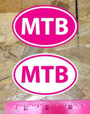 Mtb Mountain Bike biking sticker decals Hot Pink - 2 for 1 (3-1/2")