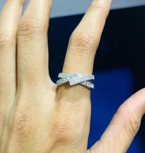2Ct Round Cut Lab Created Diamond Women's Band Ring 14K White Gold Plated Silver - Picture 1 of 3