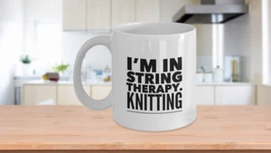 Knitting Theme Coffee Cup, Funny Mug Gift Idea for a Knitter - Picture 1 of 5