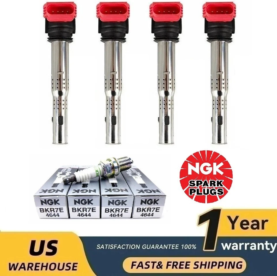 Paquete de 4 bobinas de encendido y bujía NGK para Audi A4 A5 TT Volkswagen Foto 1 de 4