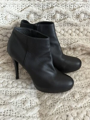 Stuart Weitzman Black Ankle Zip Platform Suede Stiletto Heel Booties Sz 9M - Image 1 of 4