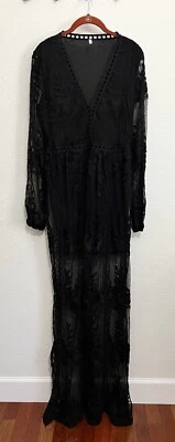 Lrg кружева наложение ведьма фея гот прихоть V шеи очень длинное платье богемное романтический - Изображение 1 из 4