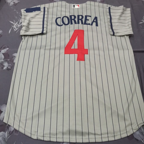 Carlos Correa #4 Minnesota Twins Gray Stripe Cool Base Stitched Jersey Cover