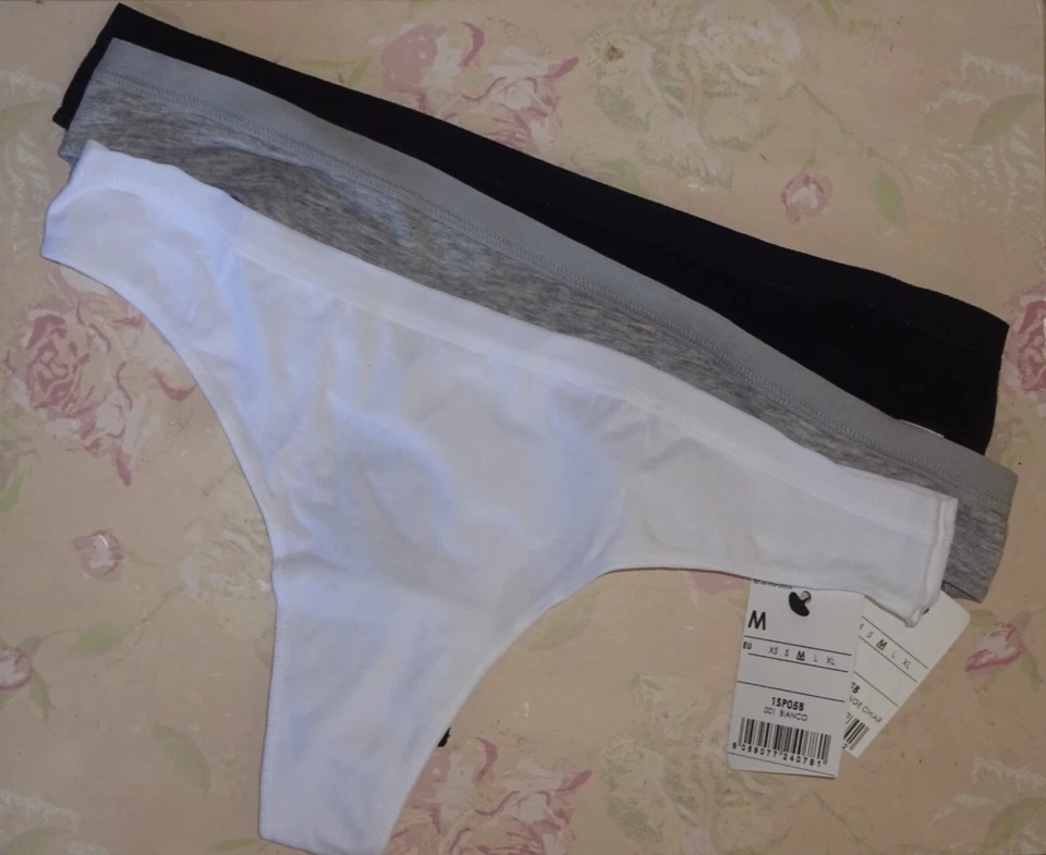 3x TEZENIS Strings Baumwolle Elasthan weiß schwarz grau meliert Gr. M (38) NEU!! - Bild 1 von 3