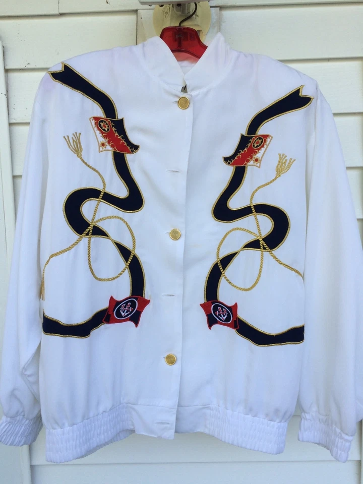 BLANCO~ORO~NÁUTICO~JOYCE~10~CHAQUETA~CHAQUETA~CRUCERO~BARCO~MANGA LARGA~NUEVO Foto 1 de 1