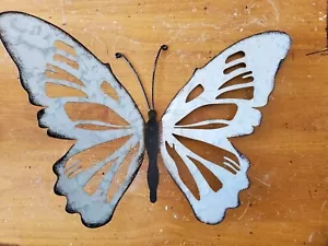 Galvanized BUTTERFLY tin wall decire 10.5" x 14" GUC - Picture 1 of 9