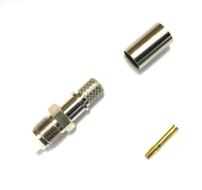 5 Pack FME Female Jack Crimp RF Coaxial Coax Connector RG-8/X, LMR-240 Cable - Image 1 of 3