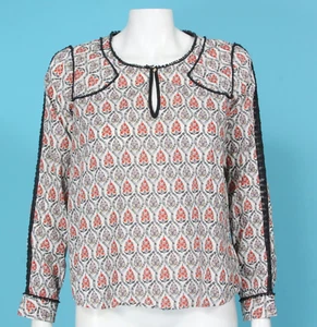 COTELAC Floral Single Button Frill Trim Hem Long Sleeve Peasant Top sz 2 /110 - Picture 1 of 5
