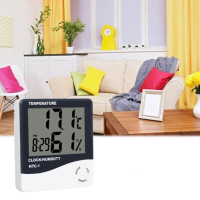 IGROMETRO TERMOMETRO OROLOGIO DIGITALE CON  DATARIO MISURATORE DISPLAY LCD - Immagine 1 di 4